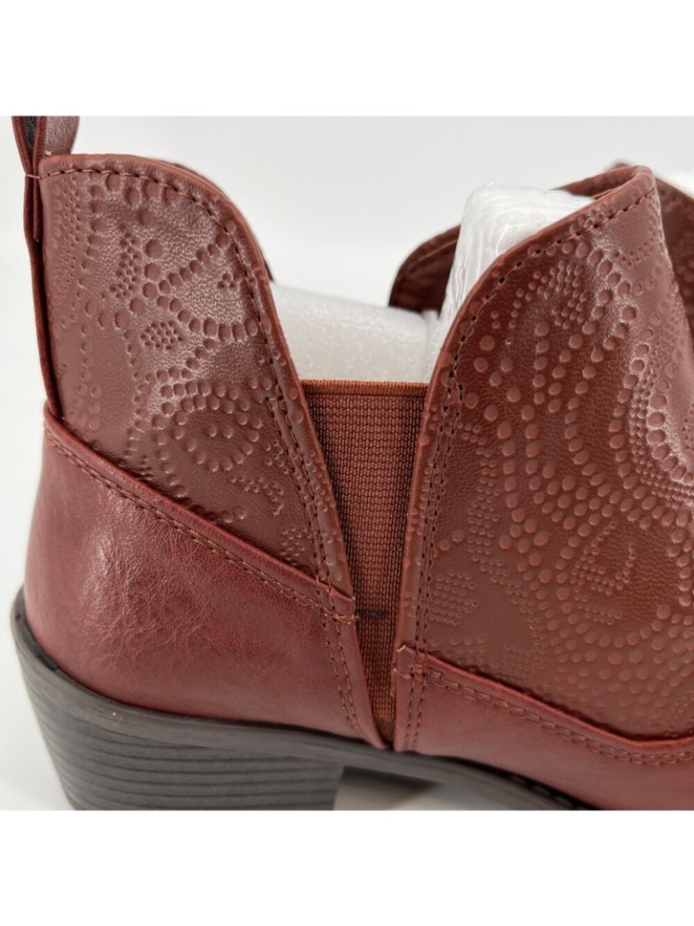 Easy Street Legend Western Ankle Boots Brown Size 7W Faux Leather Block Heel - Picture 5 of 16